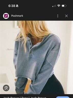 Joah brown henley crop top